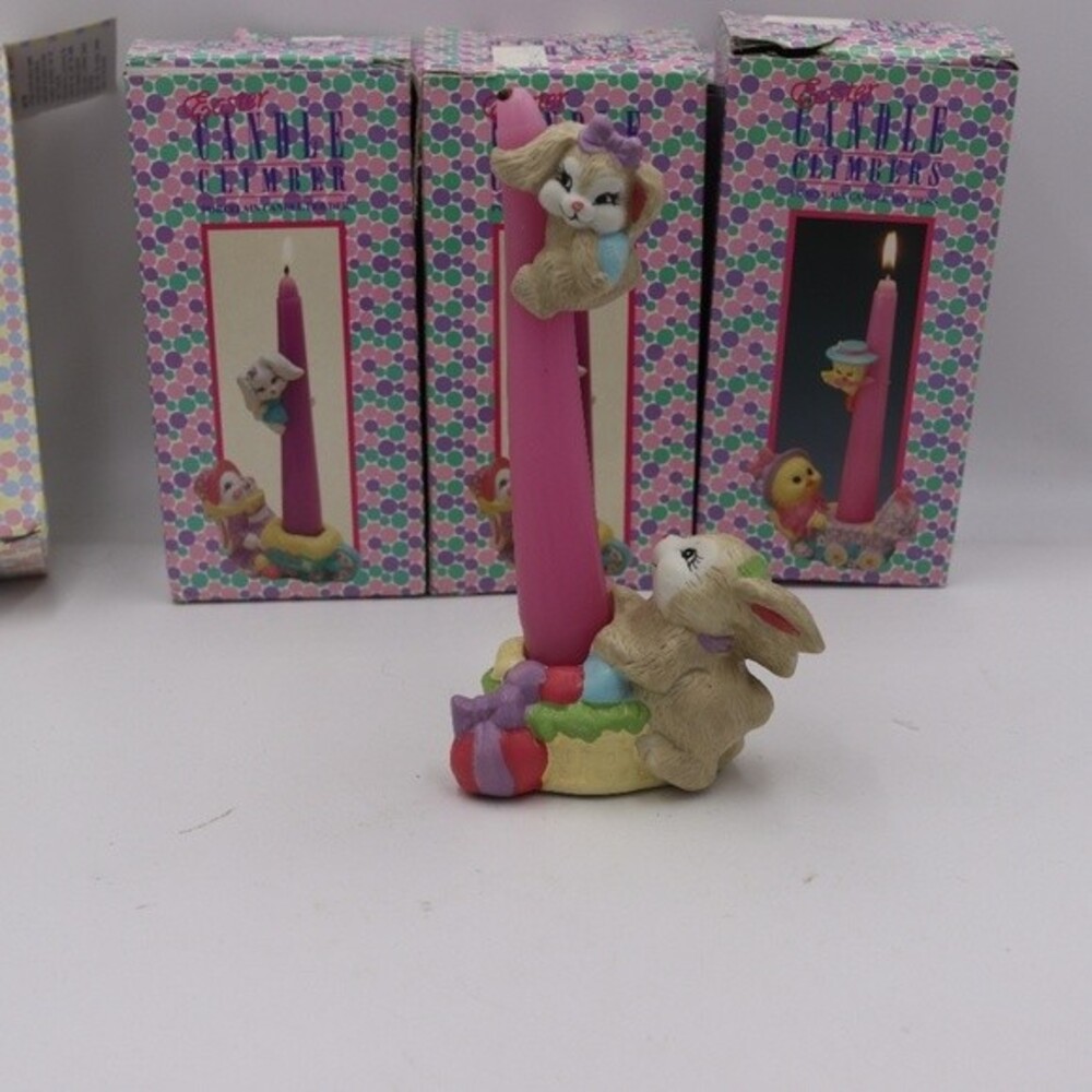 Vintage 90s Gift Co Easter Bunny & Chick Candle Holders Candle Climer set of 6